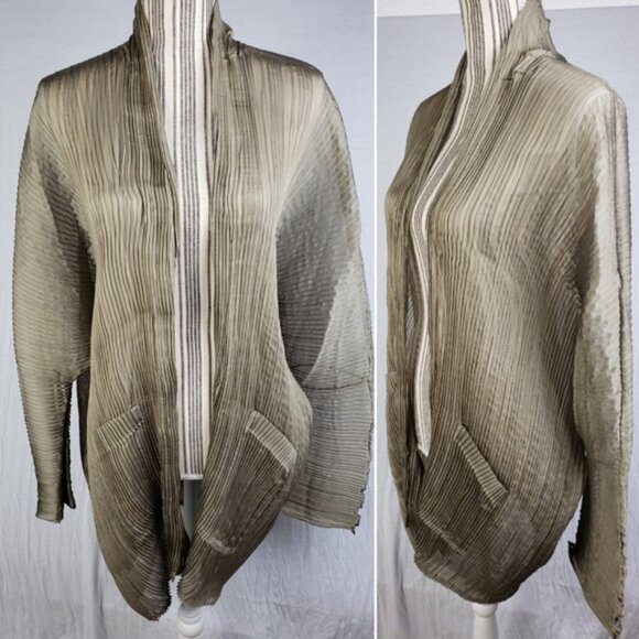 NWT Objects Cocoon Cardigan Kimono Accordion Pleated Kaftan Tunic O/S Lagenlook - Picture 1 of 13